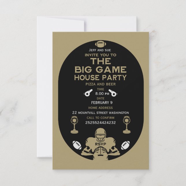 Football The Big Game TV Watch Party RSVP Card (Front)