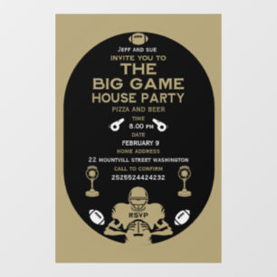 Football The Big Game TV Watch Party Window Cling