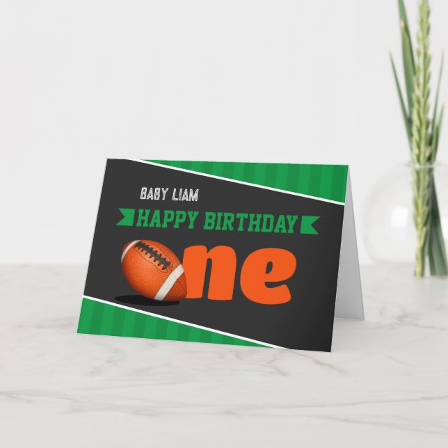 Football Theme 1st Birthday Card (Front)