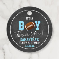 FOOTBALL Theme Baby Shower Chalkboard Blue Boy Favor Tags