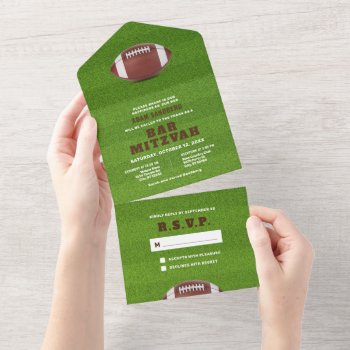 Football Theme Bar Mitzvah All In One Invite by marlenedesigner at Zazzle