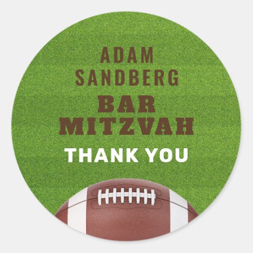 Football Theme Bar Mitzvah Classic Round Sticker