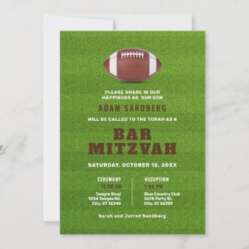 Football Theme Bar Mitzvah Invitation by marlenedesigner at Zazzle