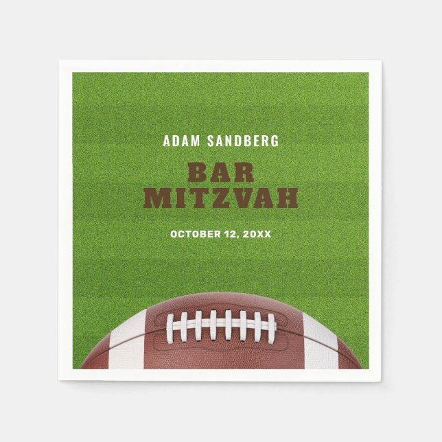 Football Theme Bar Mitzvah Napkins (Front)