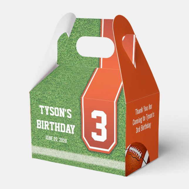 Football Theme Birthday Favor Boxes (Front Side)