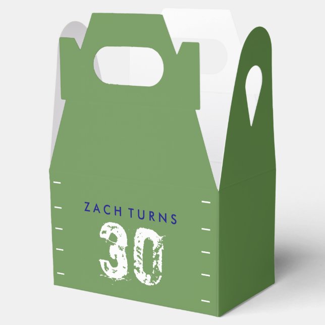 Football Theme Birthday Favor Boxes - Green Blue (Opened)