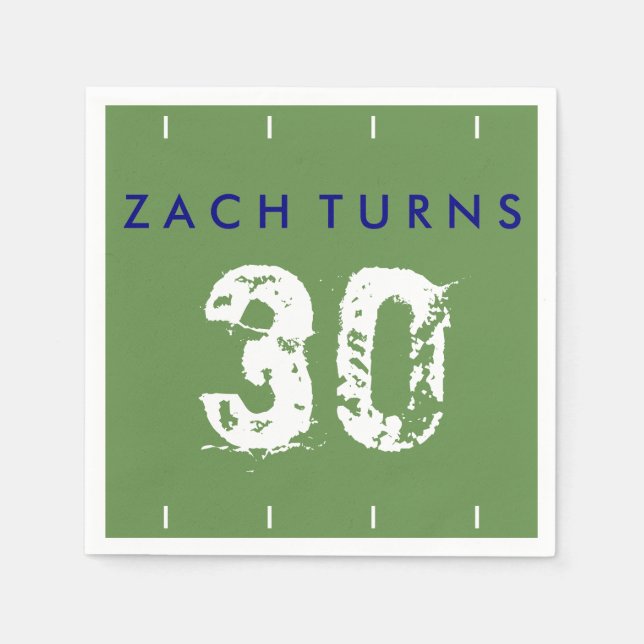 Football Theme Birthday Napkins - Green Blue (Front)