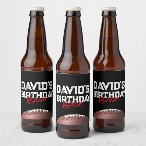 Football Theme Birthday Party Beer Bottle Label