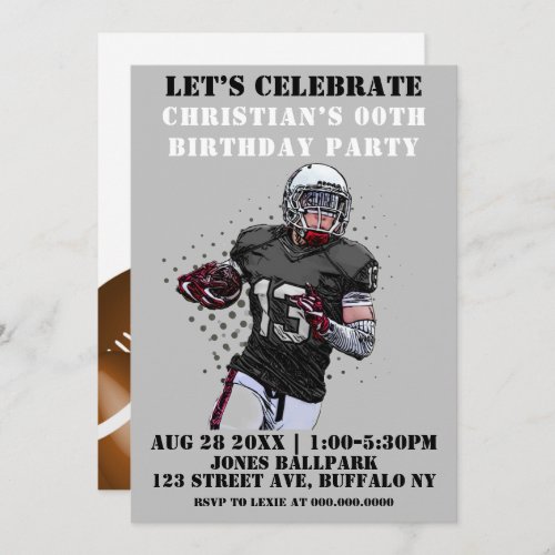 Football Theme Birthday Party Invitations 