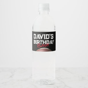 Football Theme Birthday Party Water Bottle Label