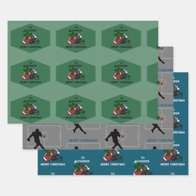 Football Theme Christmas Gift Wrap HAMbyWG (Set)