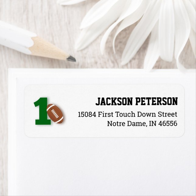 Football Theme First Year Down Birthday Address Label (Insitu)
