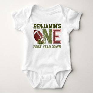 Football Theme First Year Down Birthday Baby Bodysuit