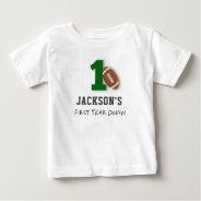Football Theme First Year Down Birthday  Baby T-shirt at Zazzle