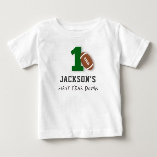 Football Theme First Year Down Birthday  Baby T_Shirt