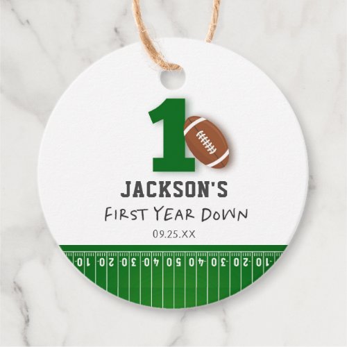 Football Theme First Year Down Birthday Favor Tags