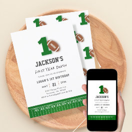 Football Theme First Year Down Birthday Invitation