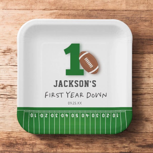 Football Theme First Year Down Birthday Paper Plates (Creator Uploaded)