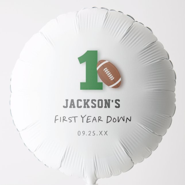 Football Theme First Year Down Birthday Party Balloon (Front)