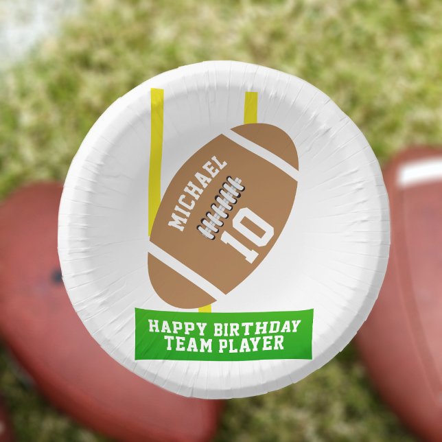 Football Theme Kids Birthday Party Paper Bowls (Hup! For football themed sports parties. Just add your name and age)