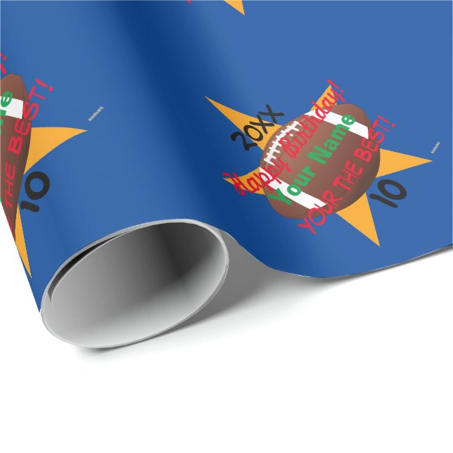 Football Theme Personalized Birthday Gift Wrap (Roll Corner)