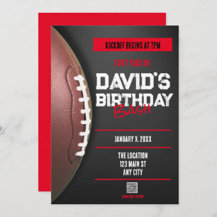 Football Theme QR Code Birthday Invitation
