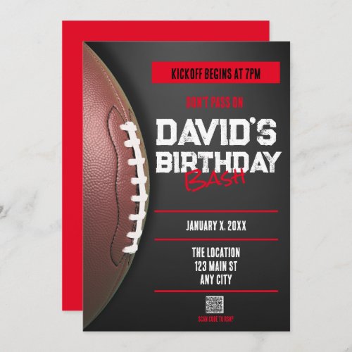 Football Theme QR Code Birthday Invitation
