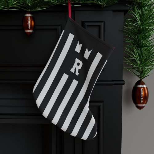 Football Theme Referee Striped Small Christmas Stocking