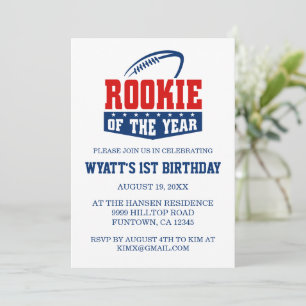 Football Theme Rookie of the Year 1st Birthday Invitation