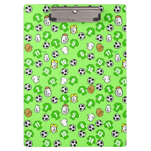 Football Theme with Green Shirts Clipboard (Front)