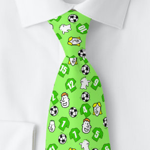 Football Theme with Green Shirts Neck Tie