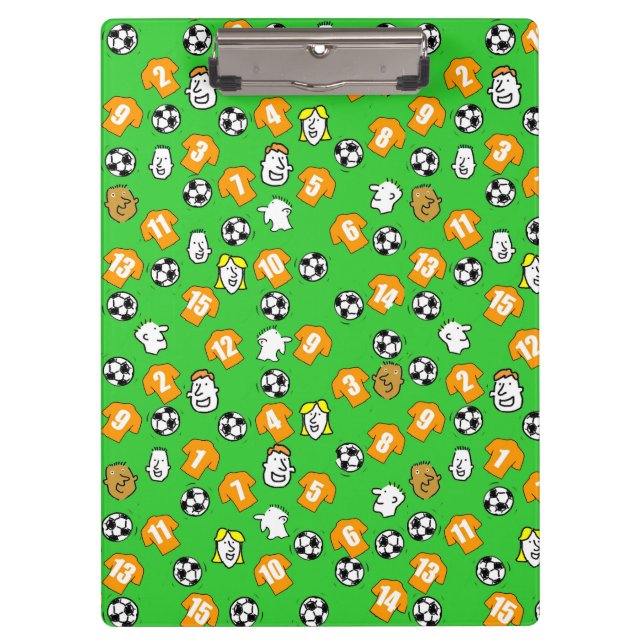 Football Theme with Orange Gold Shirts Clipboard (Front)