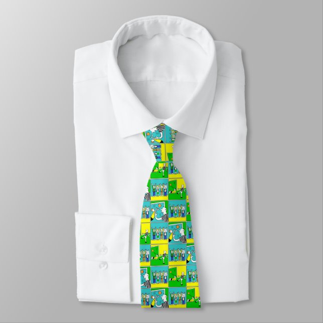 Football Theme with Players and Fans Neck Tie (Tied)