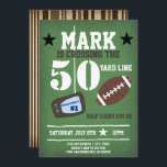 Football Themed 50th Birthday Invitation<br><div class="desc">Add your custom wording to this design by using the "Edit this design template" boxes on the right hand side of the item, or click the blue "Customize it" button to arrange the text, change the fonts and colors and to also add additional information or images to this design. ****For...</div>