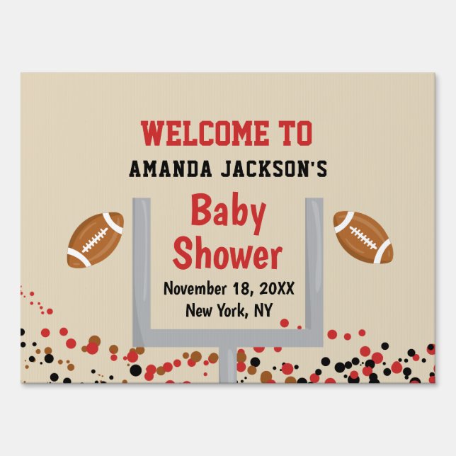 Football Themed Baby Boy Shower Welcome Sign (Front)
