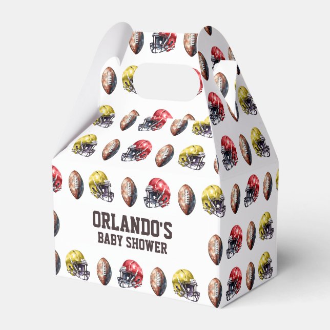 Football-themed Baby Shower Favor Boxes (Front Side)