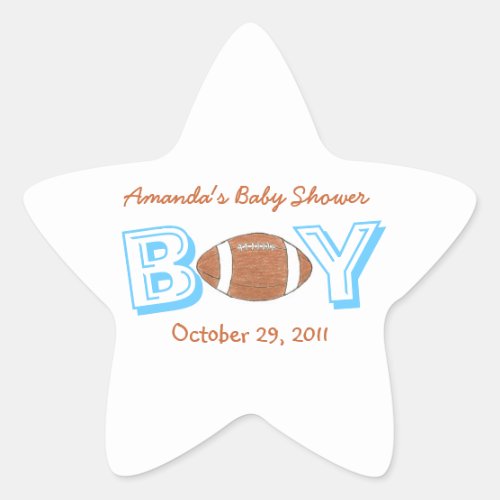 Football themed baby shower sticker __ baby boy