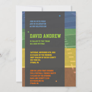 Football Themed Bar Bat Mitzvah Invitation Invite