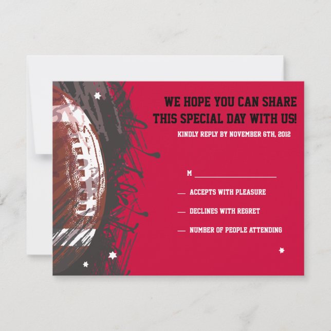 Football Themed Bar Bat Mitzvah Reply Card (Front)