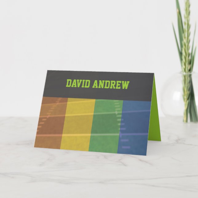 Football Themed Bar Bat Mitzvah Thank You Card (Front)