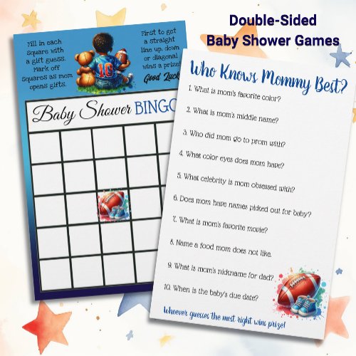 Football Themed Bingo and Who Knows Mommy Best Flyer