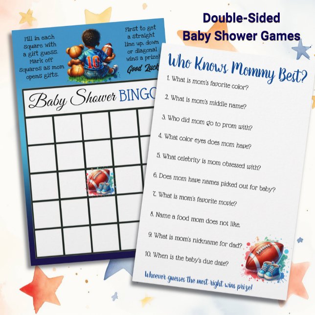Football Themed Bingo and Who Knows Mommy Best Flyer (Creator Uploaded)