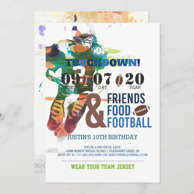 Football Themed Birthday Invitation | Zazzle