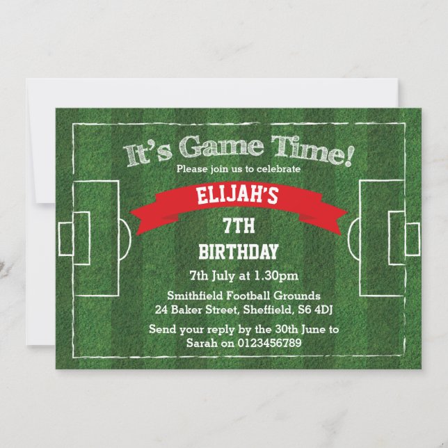 Football themed birthday party invitation (Front)