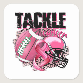 Football-themed Breast Cancer Awareness Square Sticker