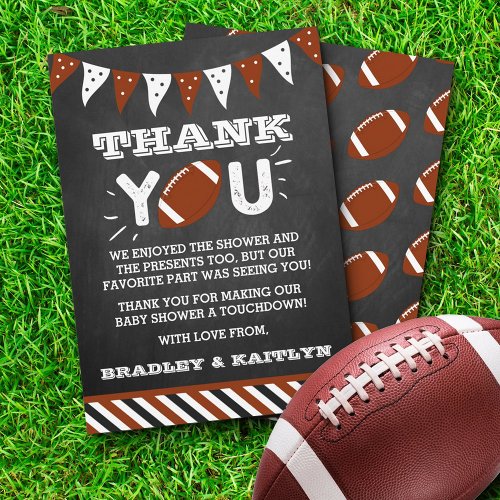 Football Themed Co_ed Baby Shower Thank You Card