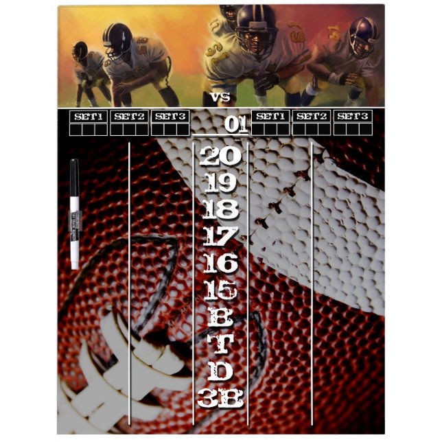 Football Themed Darts Scoreboard Dry-Erase Board (Front)