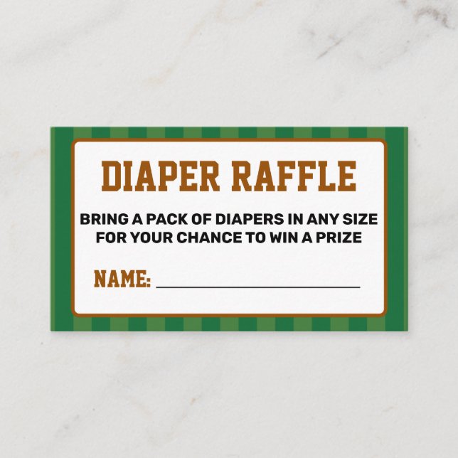 Football Themed Diaper Raffle Enclosure Card (Front)
