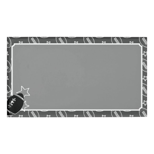 Football Themed (Gray & Black) Name Tag (Front)