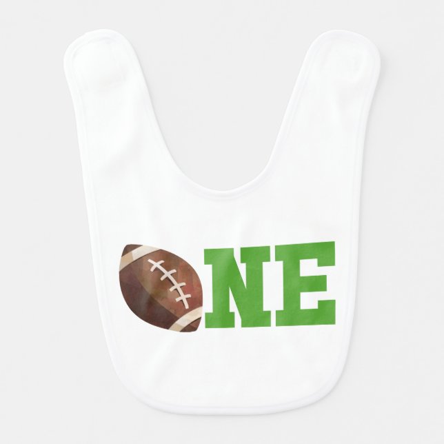 Football Themed ONE 1st Birthday Baby Bib (Front)